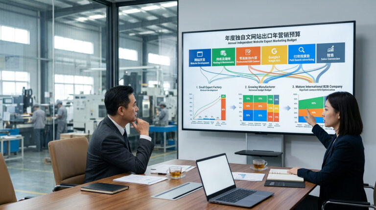 外贸企业正在规划独立站网站建设、SEO内容、Google Ads、服务器和维护年度预算