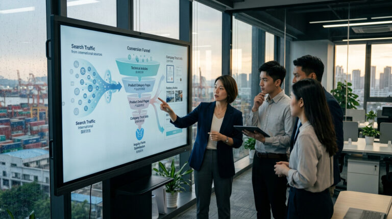 B2B外贸企业分析网站访问量搜索关键词产品页面客户信任和询盘转化路径