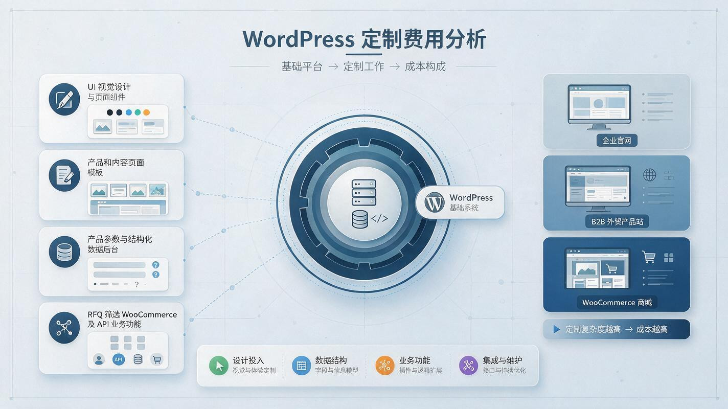 WordPress网站从UI设计、产品数据到定制功能的开发成本构成